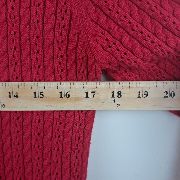 B MOSS Sweater  Attached Collar Women Large Red White Long Sleeves - Picture 7 of 11